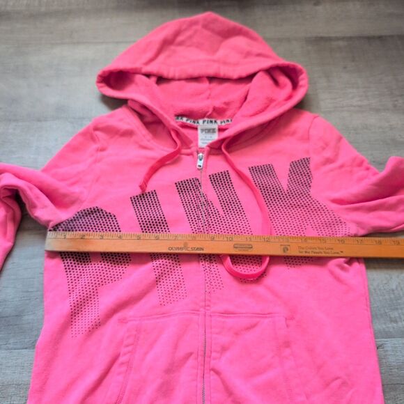Victorias secret pink bright hoodie sweater size small M Full Zip - Picture 2 of 5